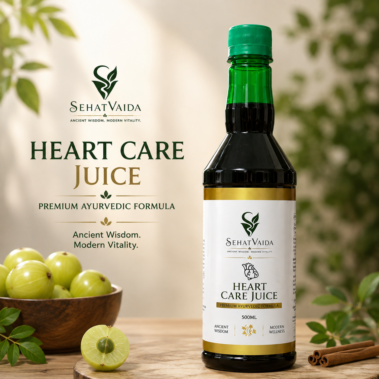 SehatVaida Heart Care Juice – 500 ML | Premium Ayurvedic Heart Wellness Formula