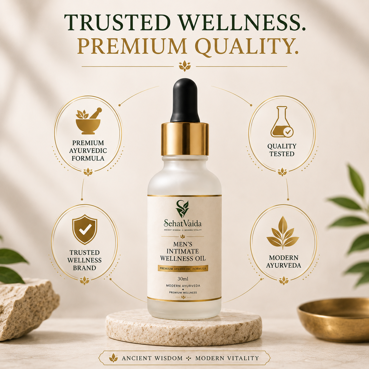 SehatVaida Men's Intimate Wellness Oil | Premium Ayurvedic Formula | 30ml