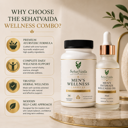SehatVaida Men's Wellness Combo | Wellness Capsules + Intimate Wellness Oil