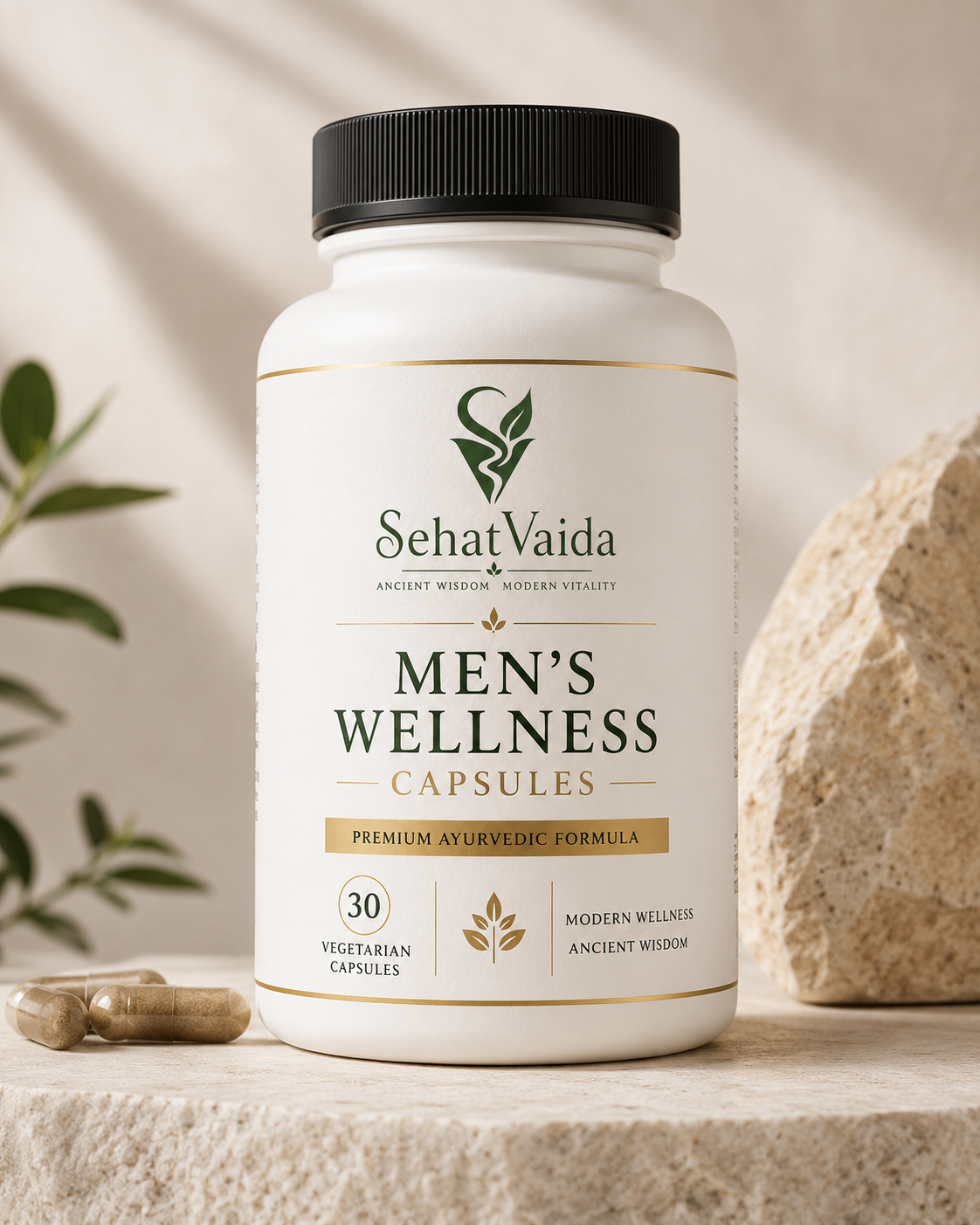 SehatVaida Men's Wellness Capsules – Premium Ayurvedic Formula | 30 Vegetarian Capsules