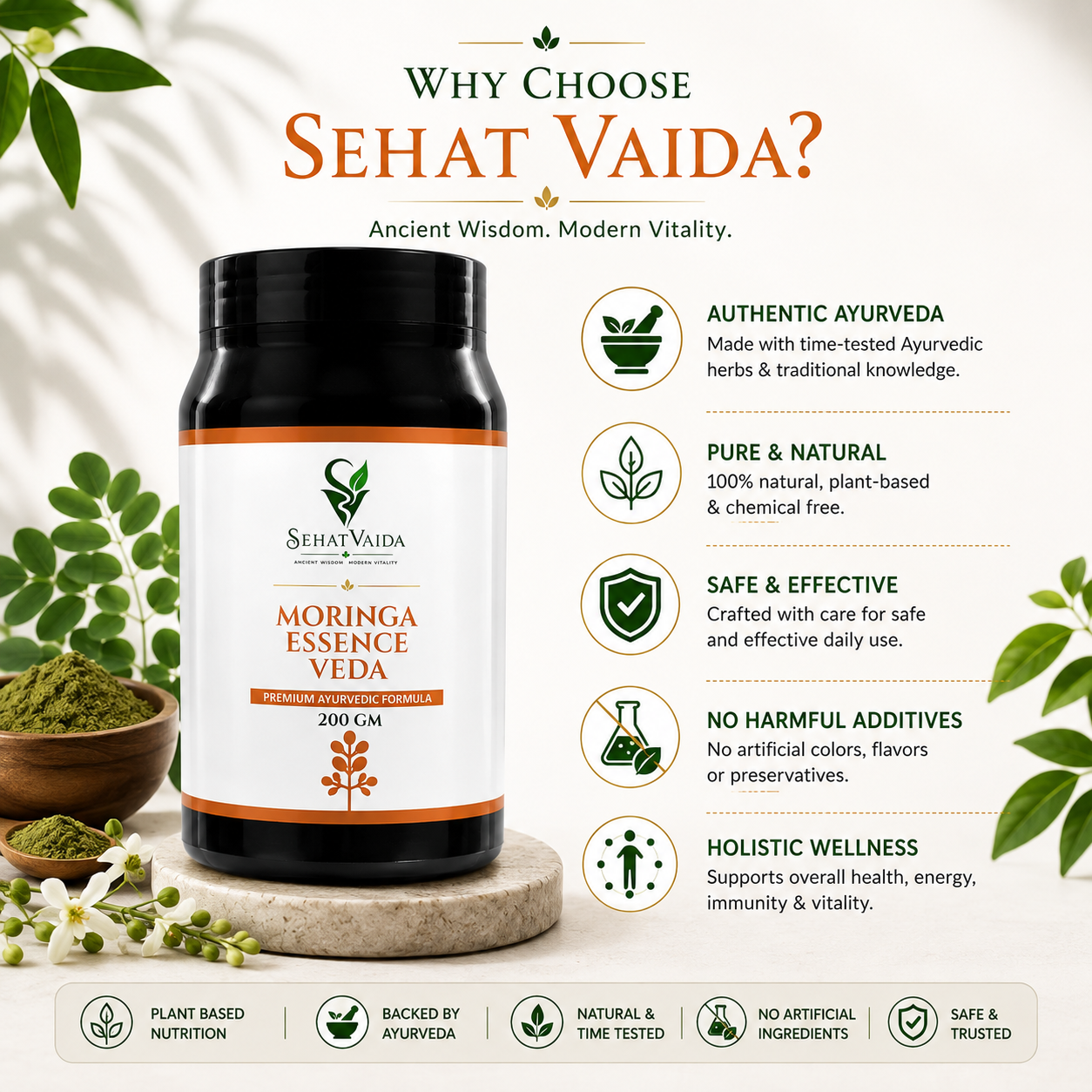 SehatVaida Moringa Essence Veda – 200 GM | Premium Ayurvedic Formula