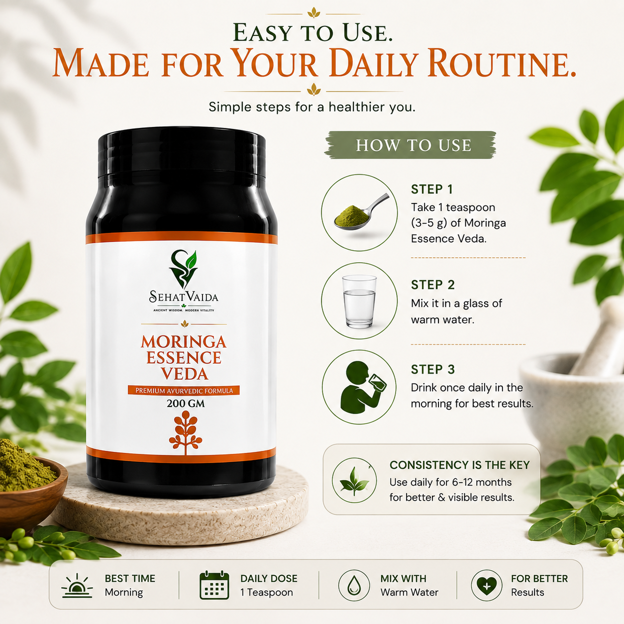 SehatVaida Moringa Essence Veda – 200 GM | Premium Ayurvedic Formula