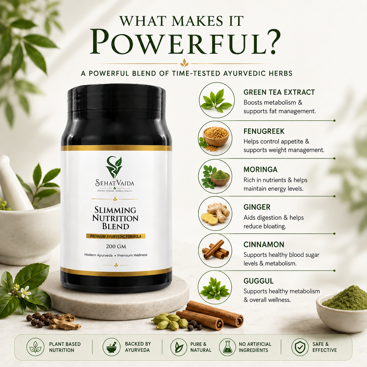 SehatVaida Slimming Nutrition Blend – 200 GM | Premium Ayurvedic Wellness Formula